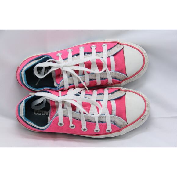 Converse Chuck Taylor All Star Shoes Womens 6 Hot Pink Double Tongue Low Canvas - Picture 8 of 10